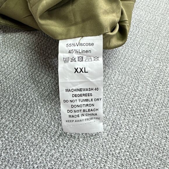 Katch Me Vest Womens‎ XXL Green Linen Blend Button Up Y2K Utility Chic Split Hem - Picture 3 of 8